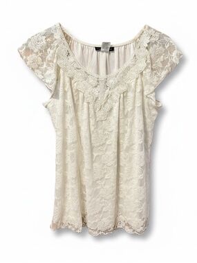 Jennie & Marlis White Lace Blouse – Petite Large